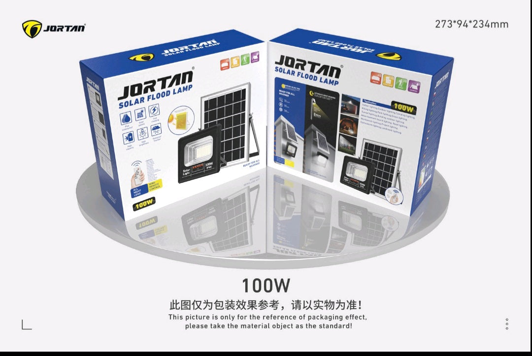 Solarni LED reflektor Jortan 100W sa panelom – Solar Flood Lamp