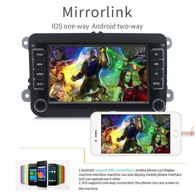 Multimedijalni Android Auto Radio 2DIN – GPS, WiFi, Bluetooth, MirrorLink, USB, Kamera