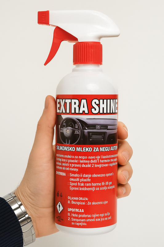 EXTRA SHINE – Silikonsko mleko za negu automobila (sa raspršivačem)