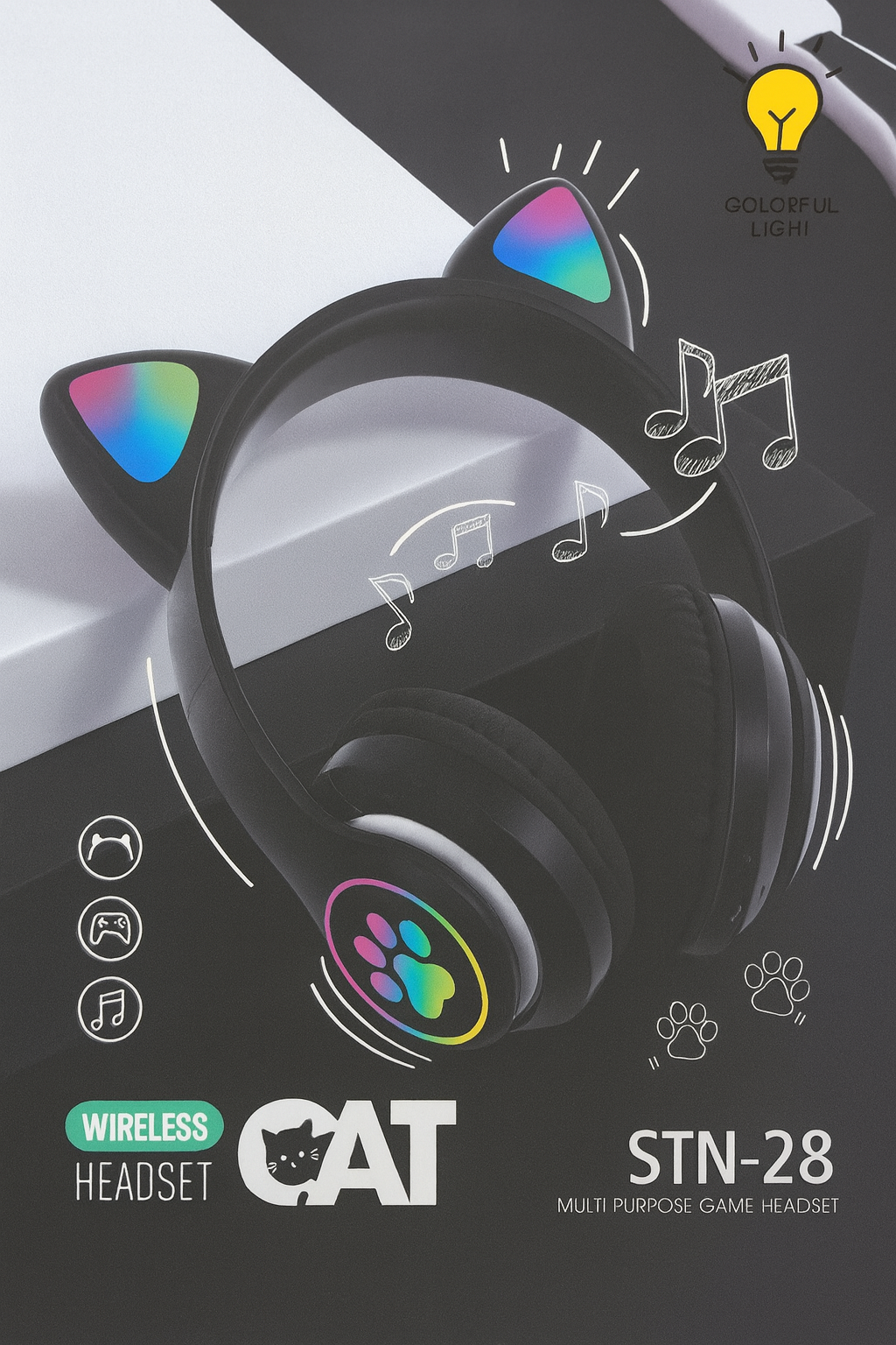 CAT STN-28 Bežične slušalice sa LED mačjim ušima