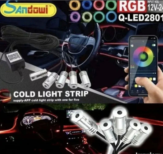 RGB LED ambijentalna rasveta za auto – 5m, aplikacija, USB/12V priključak