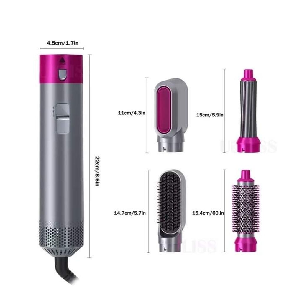 Fen četka 5 u 1 – Hot Air Styler sa nastavcima za uvijanje, ispravljanje i volumen